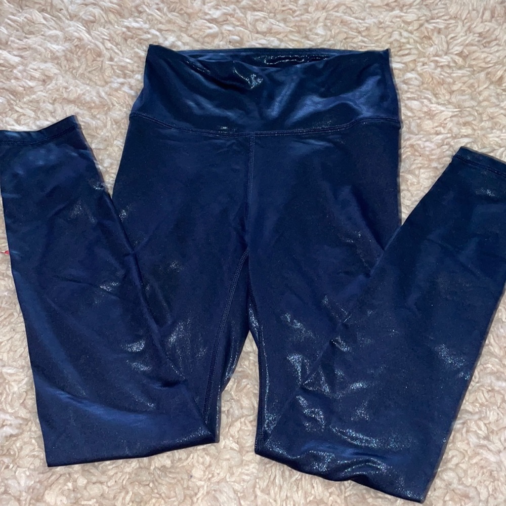 american eagle shiny blue leggings